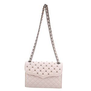Rebecca Minkoff Quilted Mini Affair CrossBody bag with Studs Ivory Leather